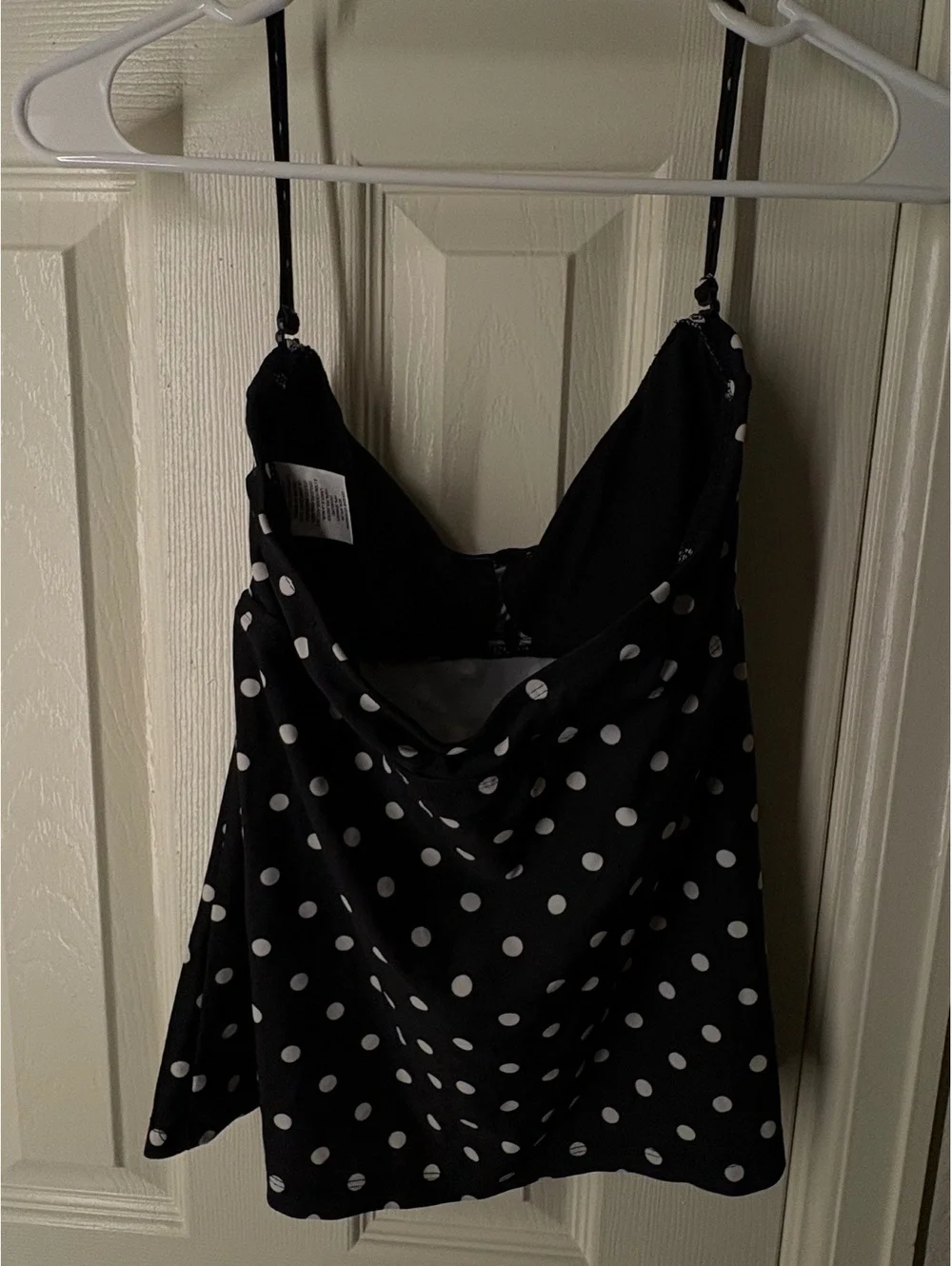 Women’s Swim Suit Top Black and White Polka Dot